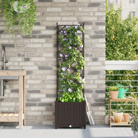 vidaXL Haveplanter Mørk Brun Plastik Resin 40 x 40 x 143 cm Planter