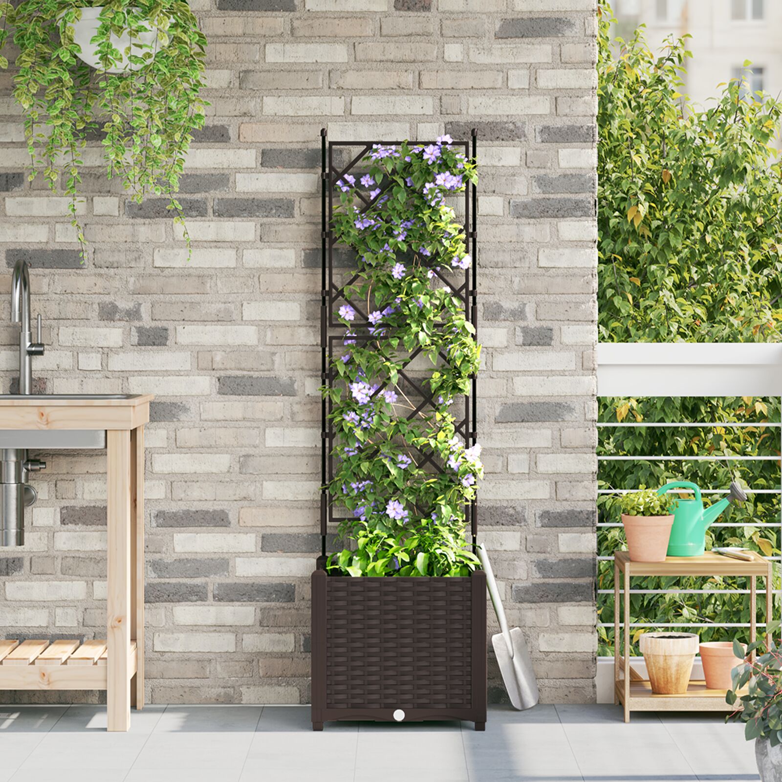 vidaXL Haveplanter Mørk Brun Plastik Resin 40 x 40 x 143 cm Planter vidaXL Haveplanter Mørk Brun Plastik Resin 40 x 40 x 143 cm Planter