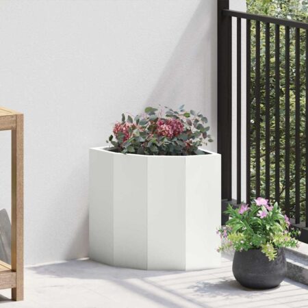 vidaXL Hjørne Plantekasse Hvid 30 x 30 x 35 cm Stål