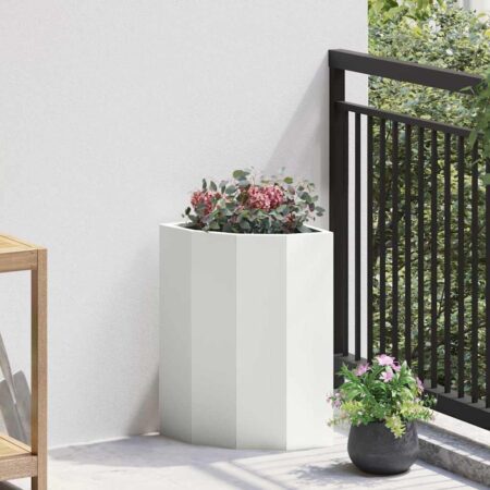 vidaXL Hjørne Plantekasse Hvid 30 x 30 x 50 cm Stål