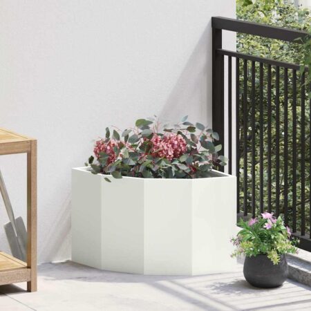 vidaXL Hjørne Plantekasse Hvid 45 x 45 x 35 cm Stål