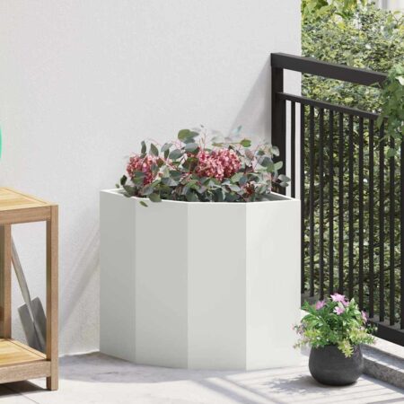 vidaXL Hjørne Plantekasse Hvid 45 x 45 x 50 cm Stål
