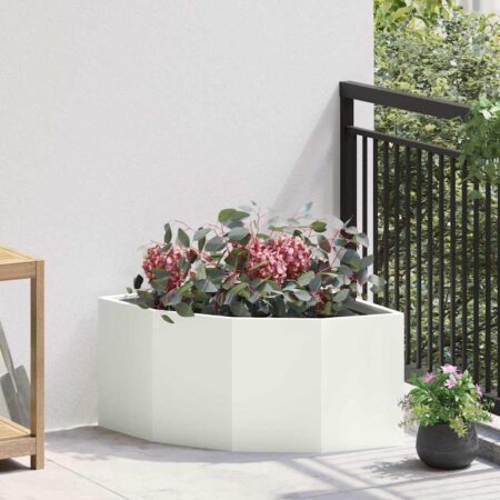 vidaXL Hjørne Plantekasse Hvid 60 x 60 x 35 cm Stål