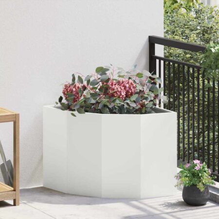 vidaXL Hjørne Plantekasse Hvid 60 x 60 x 50 cm Stål