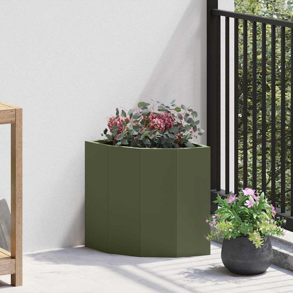vidaXL Hjørne Plantekasse Olivengrøn 30 x 30 x 35 cm Stål vidaXL Hjørne Plantekasse Olivengrøn 30 x 30 x 35 cm Stål