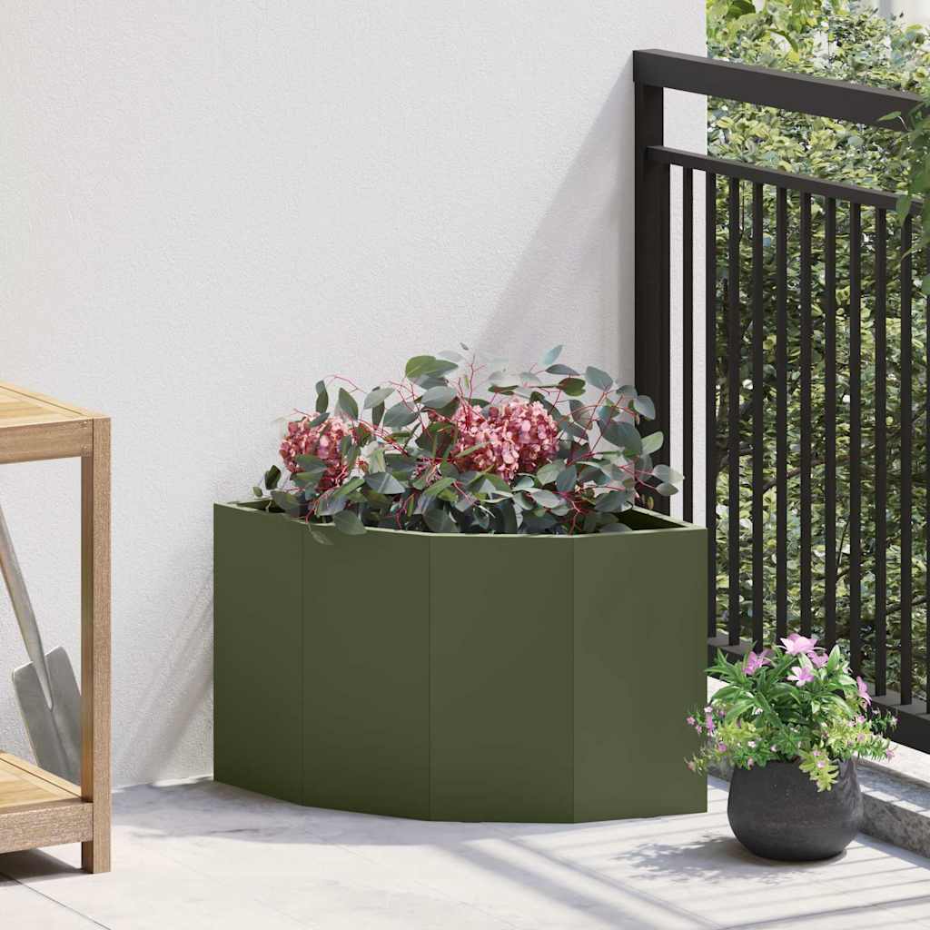 vidaXL Hjørne Plantekasse Olivengrøn 45 x 45 x 35 cm Stål vidaXL Hjørne Plantekasse Olivengrøn 45 x 45 x 35 cm Stål
