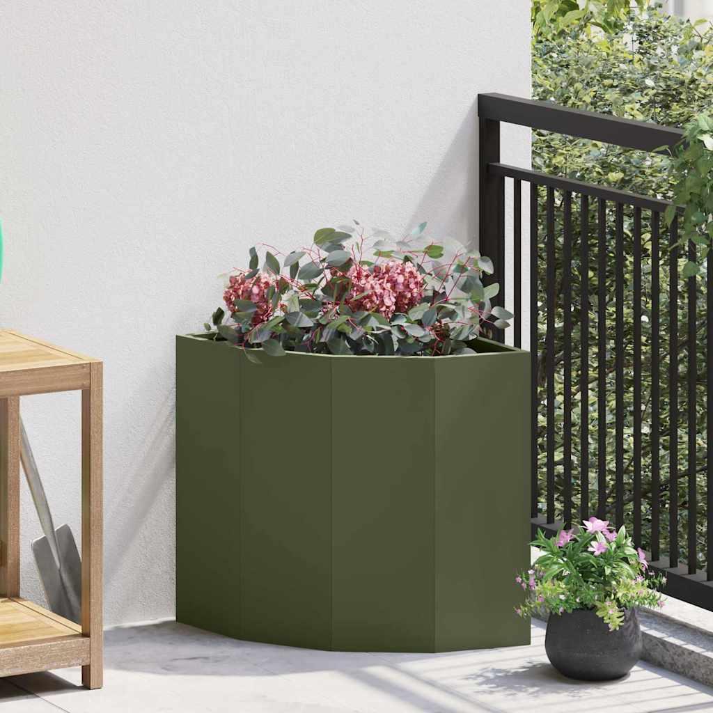 vidaXL Hjørne Plantekasse Olivengrøn 45 x 45 x 50 cm Stål vidaXL Hjørne Plantekasse Olivengrøn 45 x 45 x 50 cm Stål