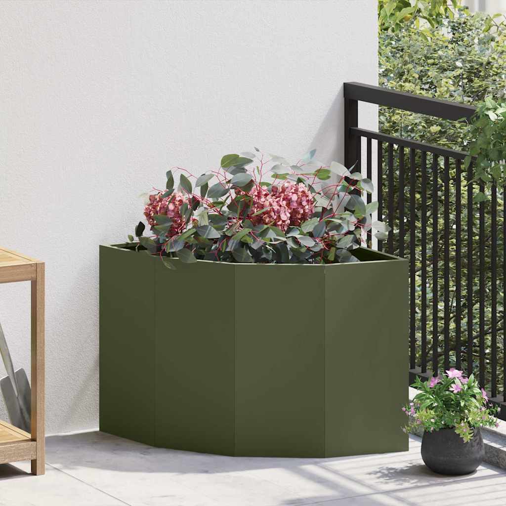 vidaXL Hjørne Plantekasse Olivengrøn 60 x 60 x 50 cm Stål vidaXL Hjørne Plantekasse Olivengrøn 60 x 60 x 50 cm Stål