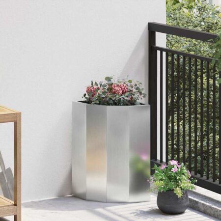 vidaXL Hjørne Plantekasse Sølv 30 x 30 x 50 cm Galvaniseret stål