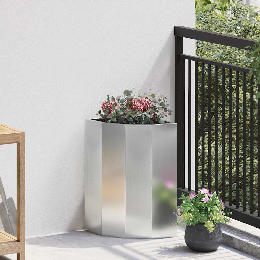 vidaXL Hjørne Plantekasse Sølv 30 x 30 x 50 cm Galvaniseret stål vidaXL Hjørne Plantekasse Sølv 30 x 30 x 50 cm Galvaniseret stål
