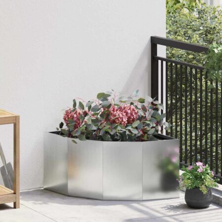 vidaXL Hjørne Plantekasse Sølv 60 x 60 x 35 cm Galvaniseret stål