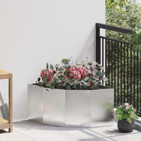 vidaXL Hjørne Plantekasse Sølv 60 x 60 x 35 cm Rustfrit stål