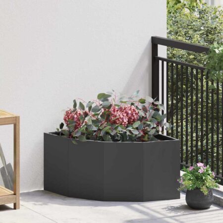 vidaXL Hjørne Plantekasse Sort 60 x 60 x 35 cm Stål