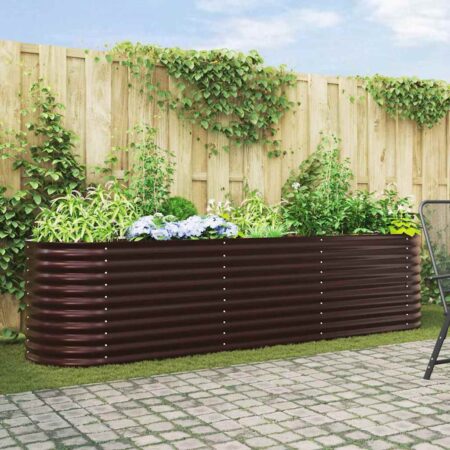 vidaXL Højbed Brun 320 x 80 x 81 cm Stål
