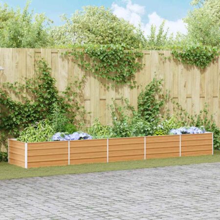 vidaXL Højbed Lys Brun 400 x 80 x 45 cm Galvaniseret stål