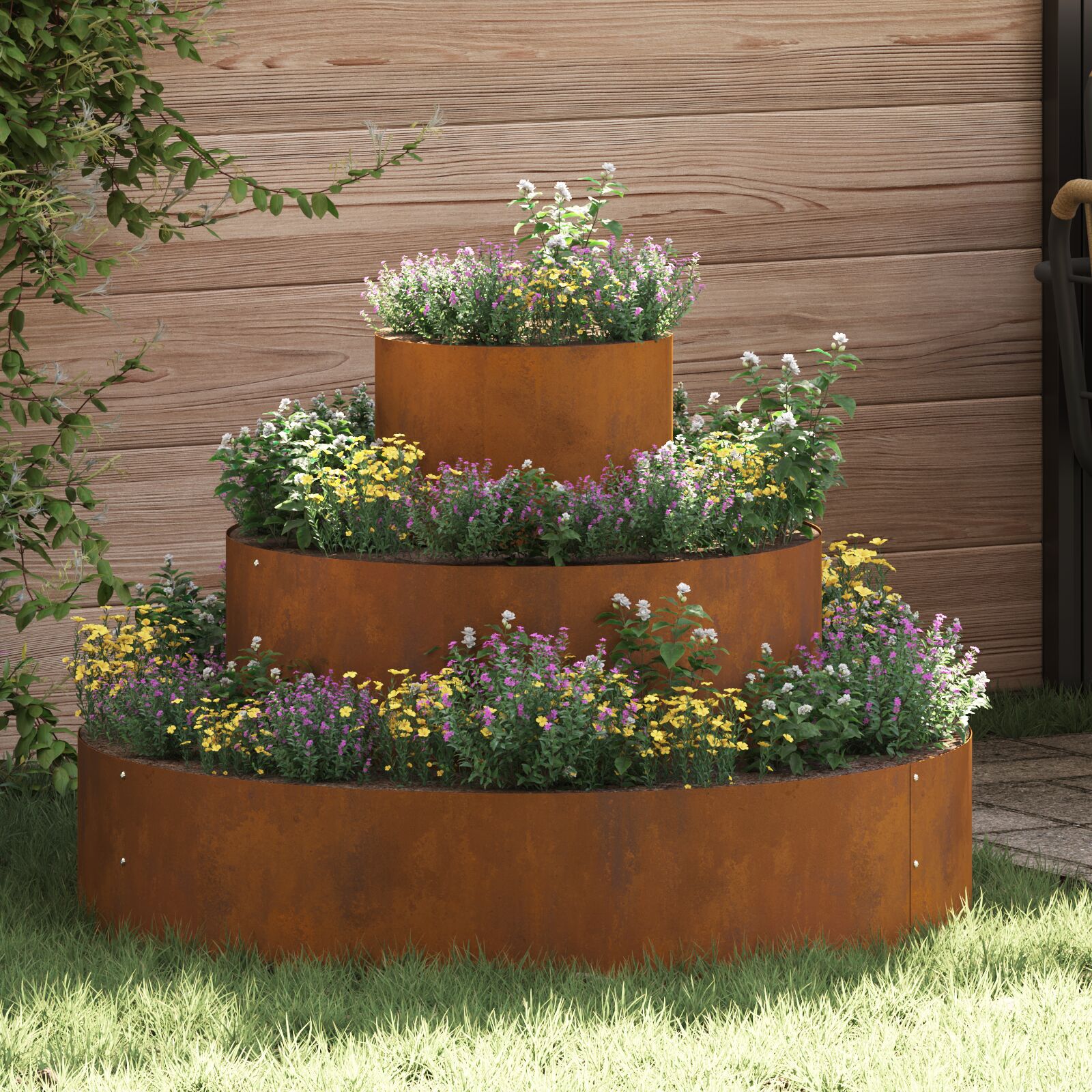 vidaXL Metal Planter Forvitret Stål Stor Slidstærk Metal Planter Rund vidaXL Metal Planter Forvitret Stål Stor Slidstærk Metal Planter Rund