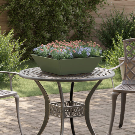 vidaXL Metal Planter Olivengrøn Metal 50 x 50 x 15 cm Firkantet