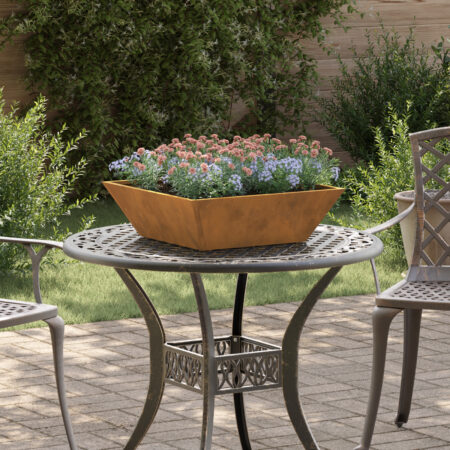 vidaXL Metal Planter Slidt stål 50 x 50 x 15 cm Dekorative Detaljer