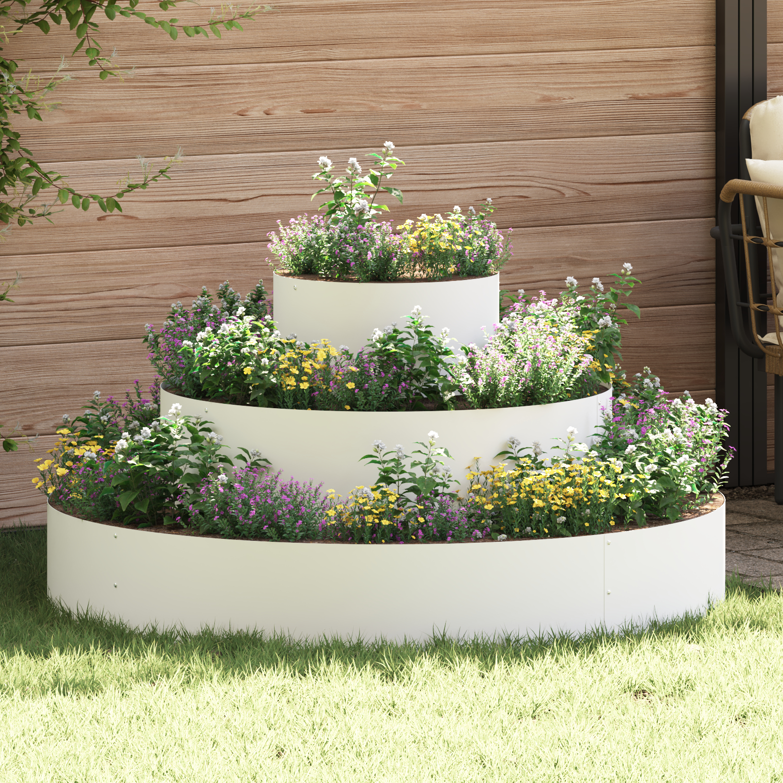 vidaXL Metal Planter Stål/hvid Pulverlakeret Stål Stor Enkel vidaXL Metal Planter Stål/hvid Pulverlakeret Stål Stor Enkel