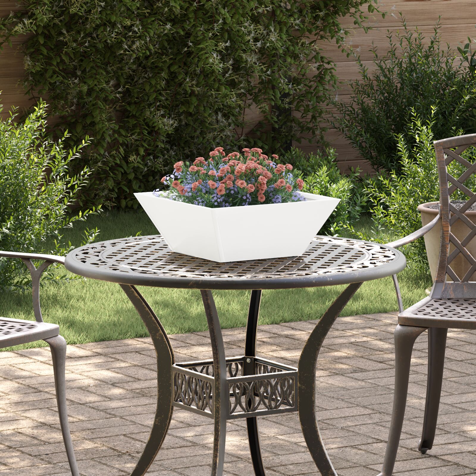 vidaXL Metal plantekrukke Cool hvid Metal 40 x 40 x 15 cm Firkantet vidaXL Metal plantekrukke Cool hvid Metal 40 x 40 x 15 cm Firkantet