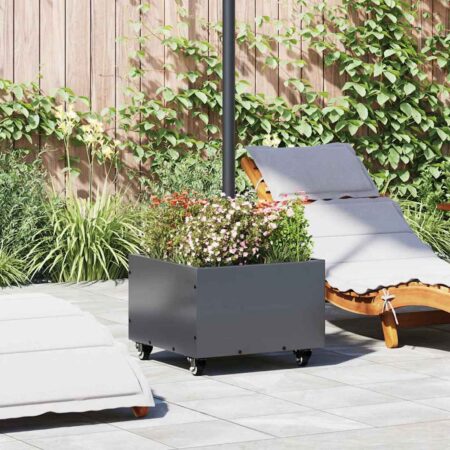 vidaXL Parasolbase med plantekasse Antracit 45 x 45 x 45 cm Stål