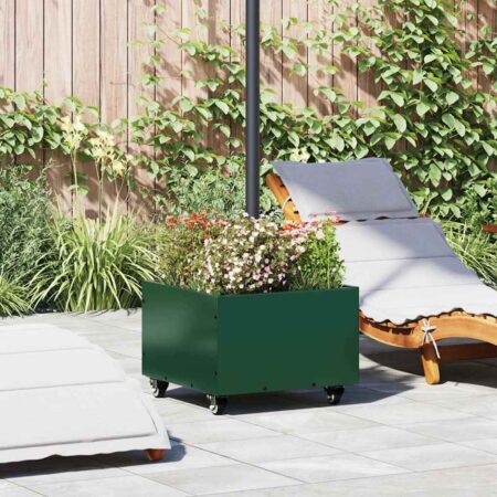 vidaXL Parasolbase med plantekasse Grøn 45 x 45 x 45 cm Stål