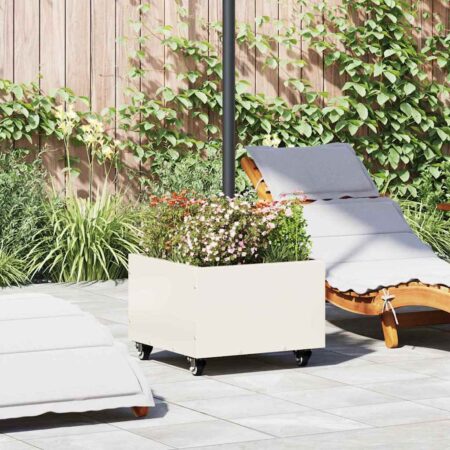 vidaXL Parasolbase med plantekasse Hvid 45 x 45 x 45 cm Stål