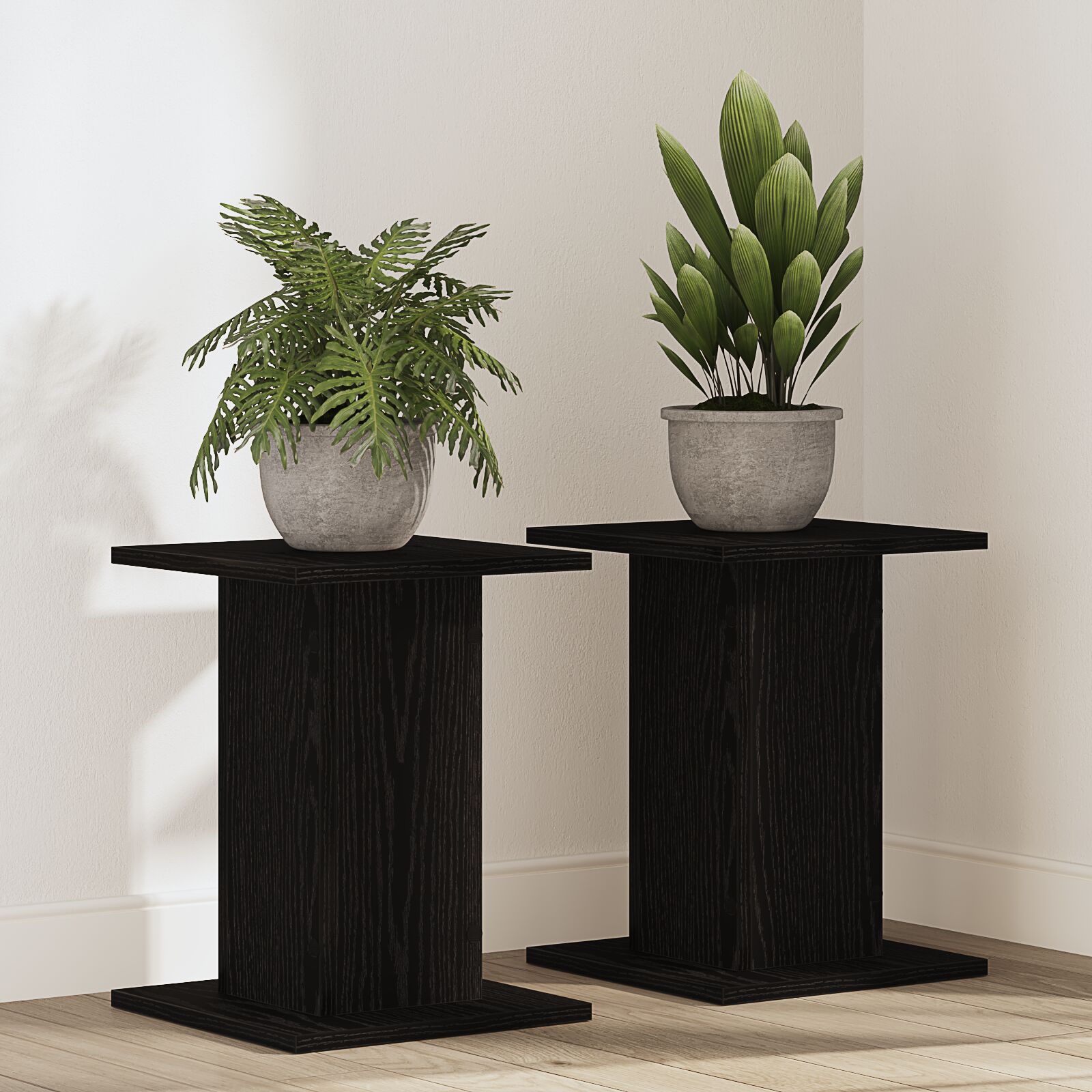 vidaXL Plante Stativ Sort Eg Træ 30 x 30 x 40 cm vidaXL Plante Stativ Sort Eg Træ 30 x 30 x 40 cm