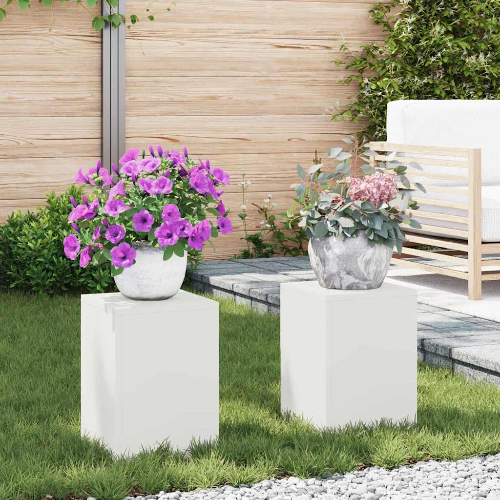 vidaXL Planteholder 2 pcs Hvid 24 x 24 x 35 cm Stål vidaXL Planteholder 2 pcs Hvid 24 x 24 x 35 cm Stål
