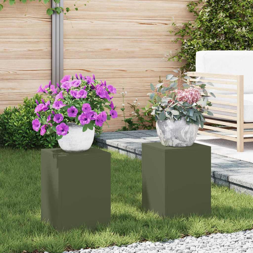 vidaXL Planteholder 2 pcs Olivengrøn 24 x 24 x 35 cm Stål vidaXL Planteholder 2 pcs Olivengrøn 24 x 24 x 35 cm Stål