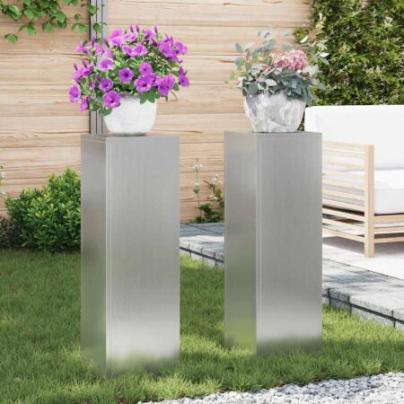 vidaXL Planteholder 2 pcs Sølv 24 x 24 x 75 cm Galvaniseret stål
