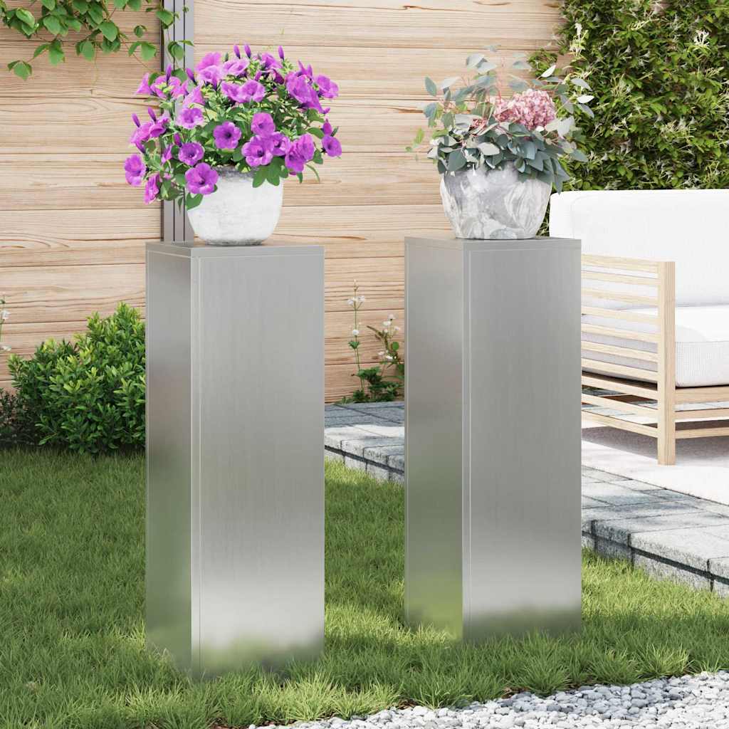vidaXL Planteholder 2 pcs Sølv 24 x 24 x 75 cm Galvaniseret stål vidaXL Planteholder 2 pcs Sølv 24 x 24 x 75 cm Galvaniseret stål