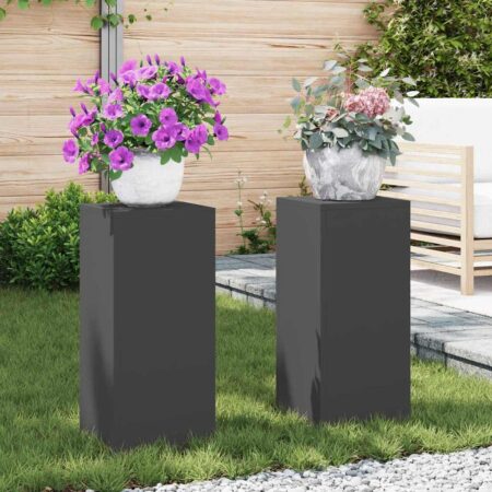 vidaXL Planteholder 2 pcs Sort 24 x 24 x 55 cm Stål