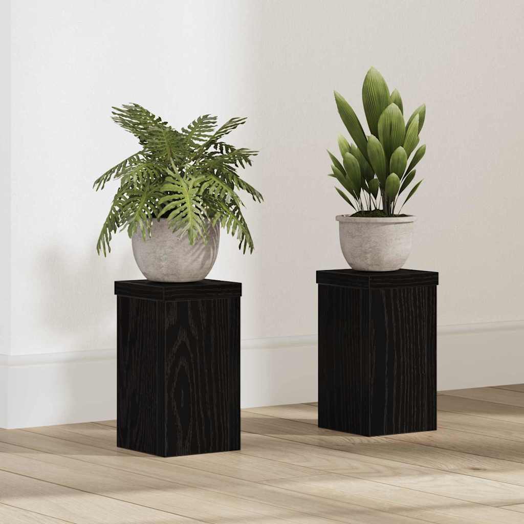 vidaXL Planteholder 2 pcs Sort eg 10 x 10 x 18 cm Konstrueret træ vidaXL Planteholder 2 pcs Sort eg 10 x 10 x 18 cm Konstrueret træ