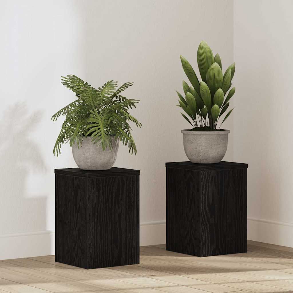 vidaXL Planteholder 2 pcs Sort eg 20 x 20 x 30 cm Konstrueret træ vidaXL Planteholder 2 pcs Sort eg 20 x 20 x 30 cm Konstrueret træ