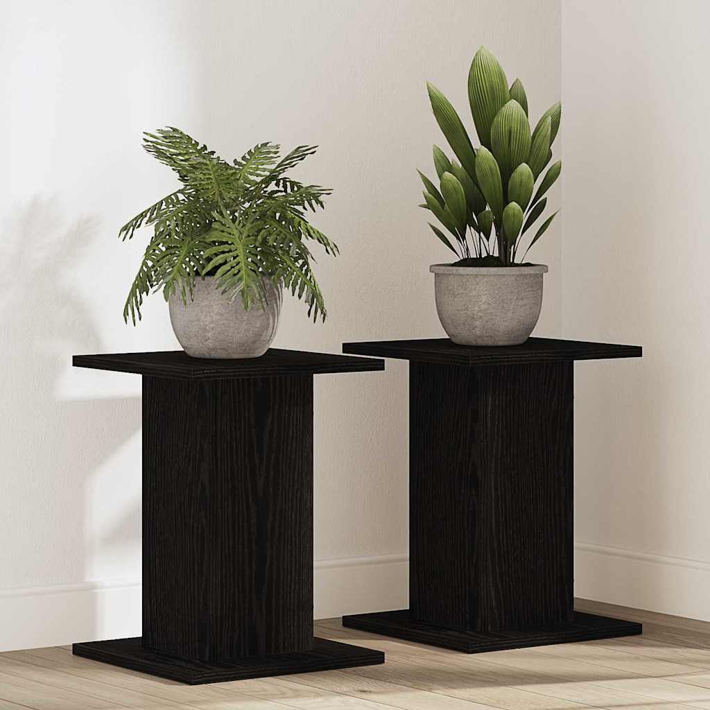 vidaXL Planteholder 2 pcs Sort eg 30 x 30 x 40 cm Konstrueret træ vidaXL Planteholder 2 pcs Sort eg 30 x 30 x 40 cm Konstrueret træ