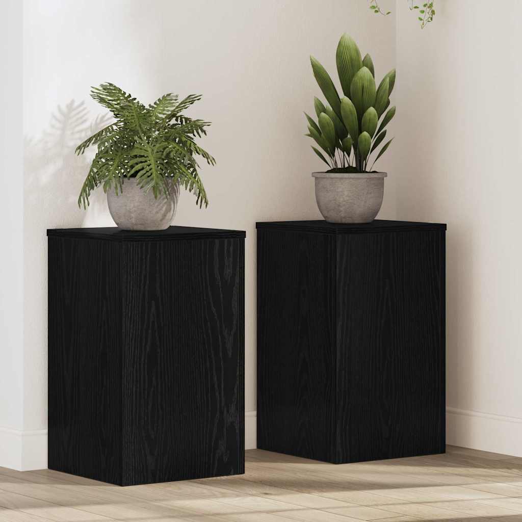 vidaXL Planteholder 2 pcs Sort eg 30 x 30 x 50 cm Konstrueret træ vidaXL Planteholder 2 pcs Sort eg 30 x 30 x 50 cm Konstrueret træ