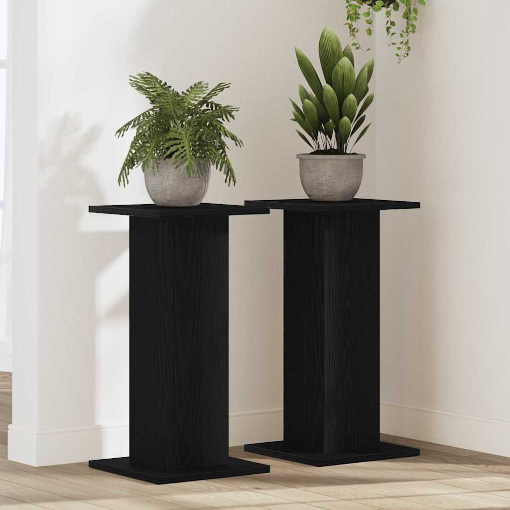 vidaXL Planteholder 2 pcs Sort eg 30 x 30 x 60 cm Konstrueret træ vidaXL Planteholder 2 pcs Sort eg 30 x 30 x 60 cm Konstrueret træ