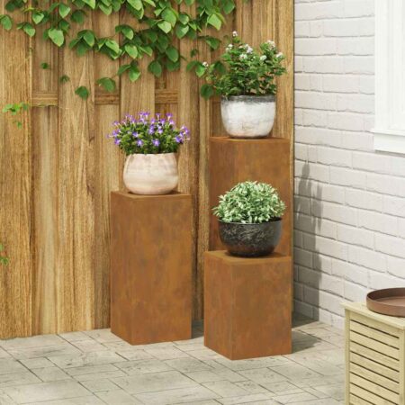 vidaXL Planteholder 3 pcs Rusten Forvitret stål