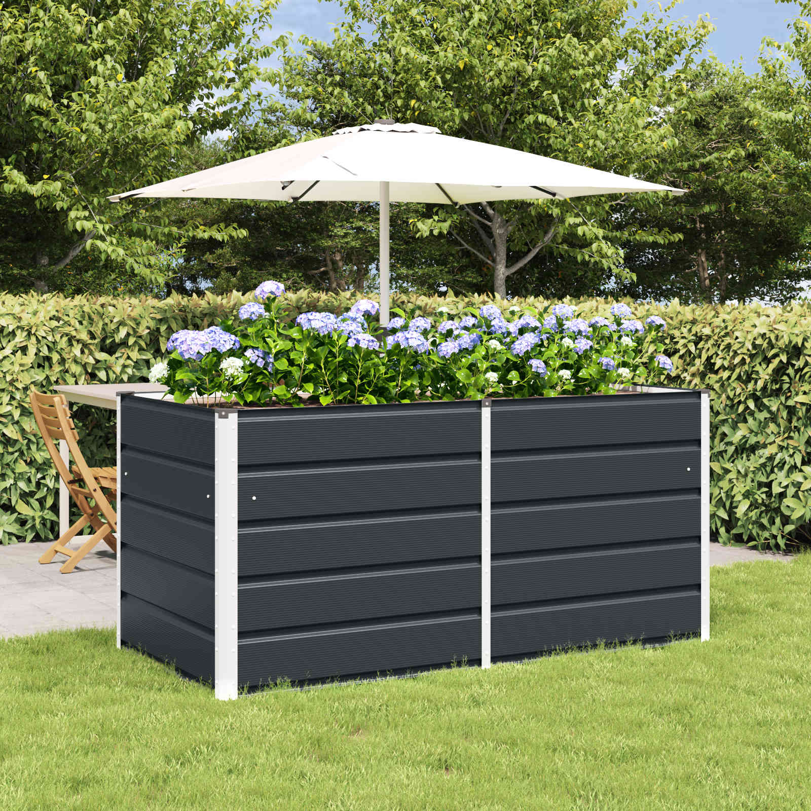 vidaXL Plantekasse Antracit 160 x 80 x 75 cm Stål vidaXL Plantekasse Antracit 160 x 80 x 75 cm Stål