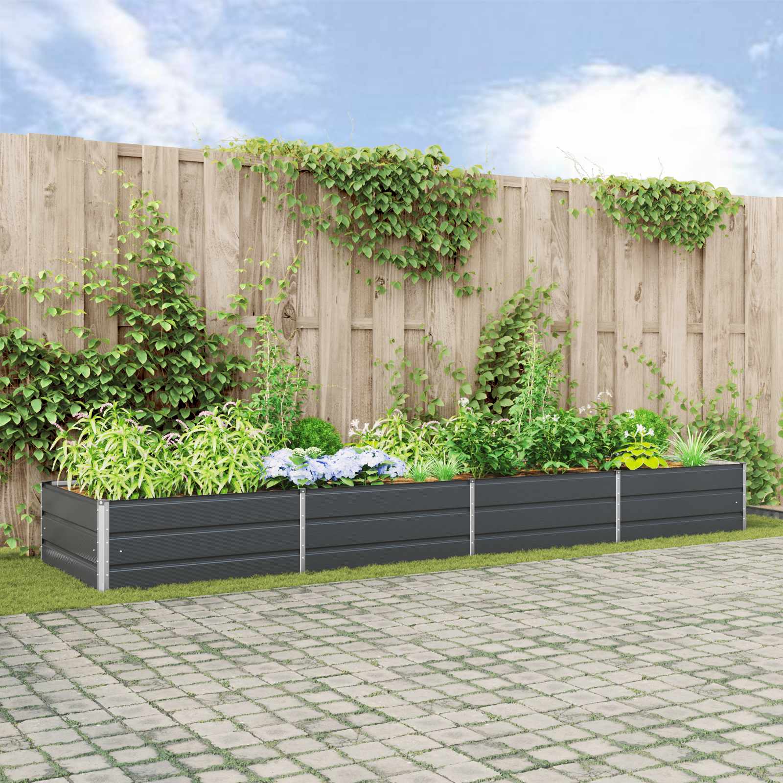 vidaXL Plantekasse Antracit 195 x 100 x 45 cm Galvaniseret stål vidaXL Plantekasse Antracit 195 x 100 x 45 cm Galvaniseret stål