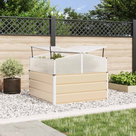 vidaXL Plantekasse Elfenben 100 x 100 x 77 cm Galvaniseret stål