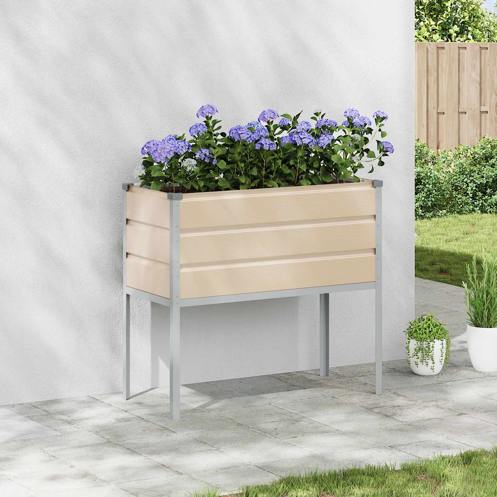 vidaXL Plantekasse Elfenben 100 x 45 x 90 cm Galvaniseret stål vidaXL Plantekasse Elfenben 100 x 45 x 90 cm Galvaniseret stål