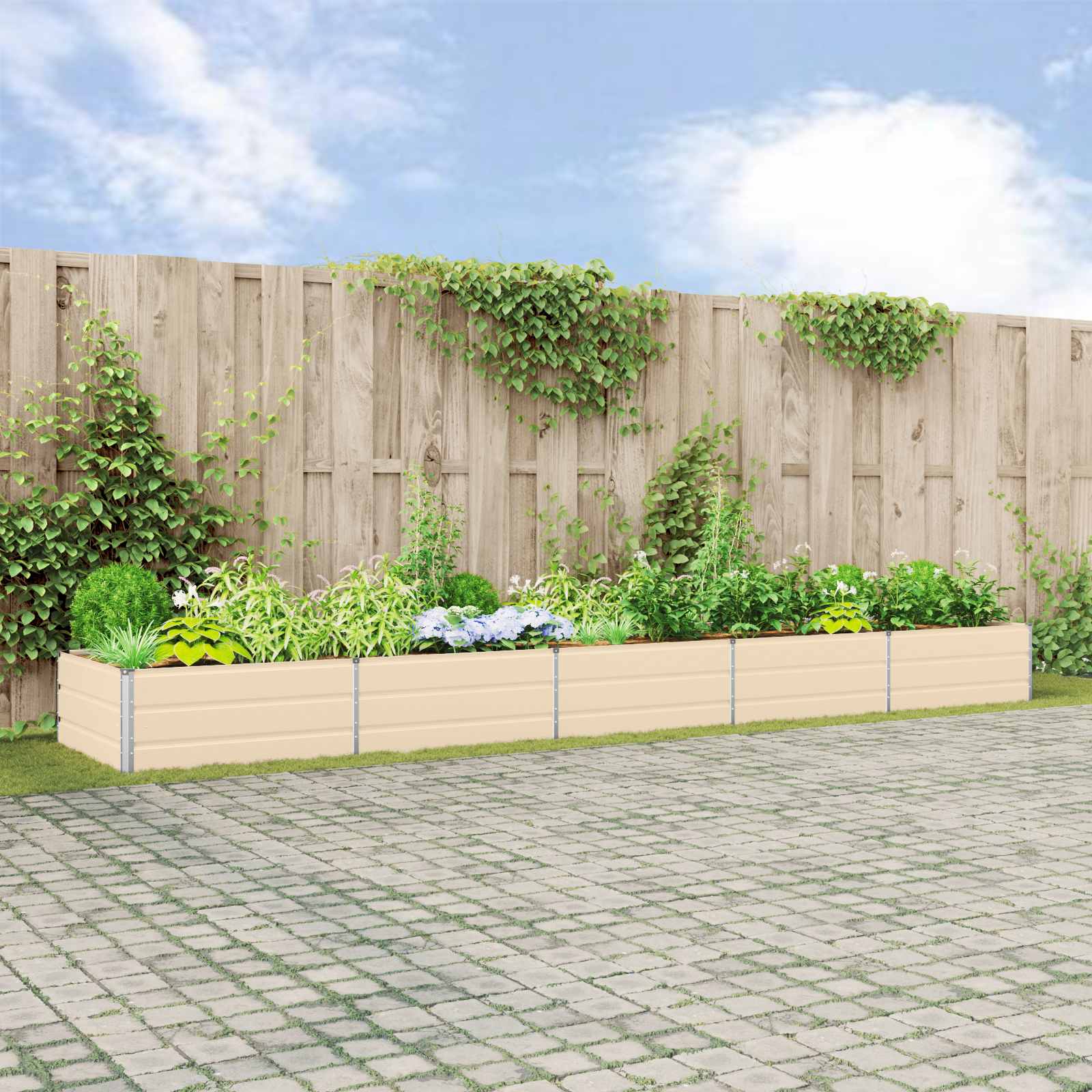 vidaXL Plantekasse Elfenben 195 x 100 x 45 cm Galvaniseret stål vidaXL Plantekasse Elfenben 195 x 100 x 45 cm Galvaniseret stål