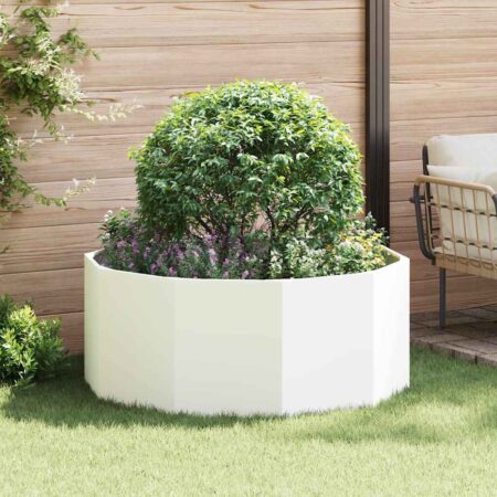 vidaXL Plantekasse Hvid 120 x 120 x 50 cm Stål