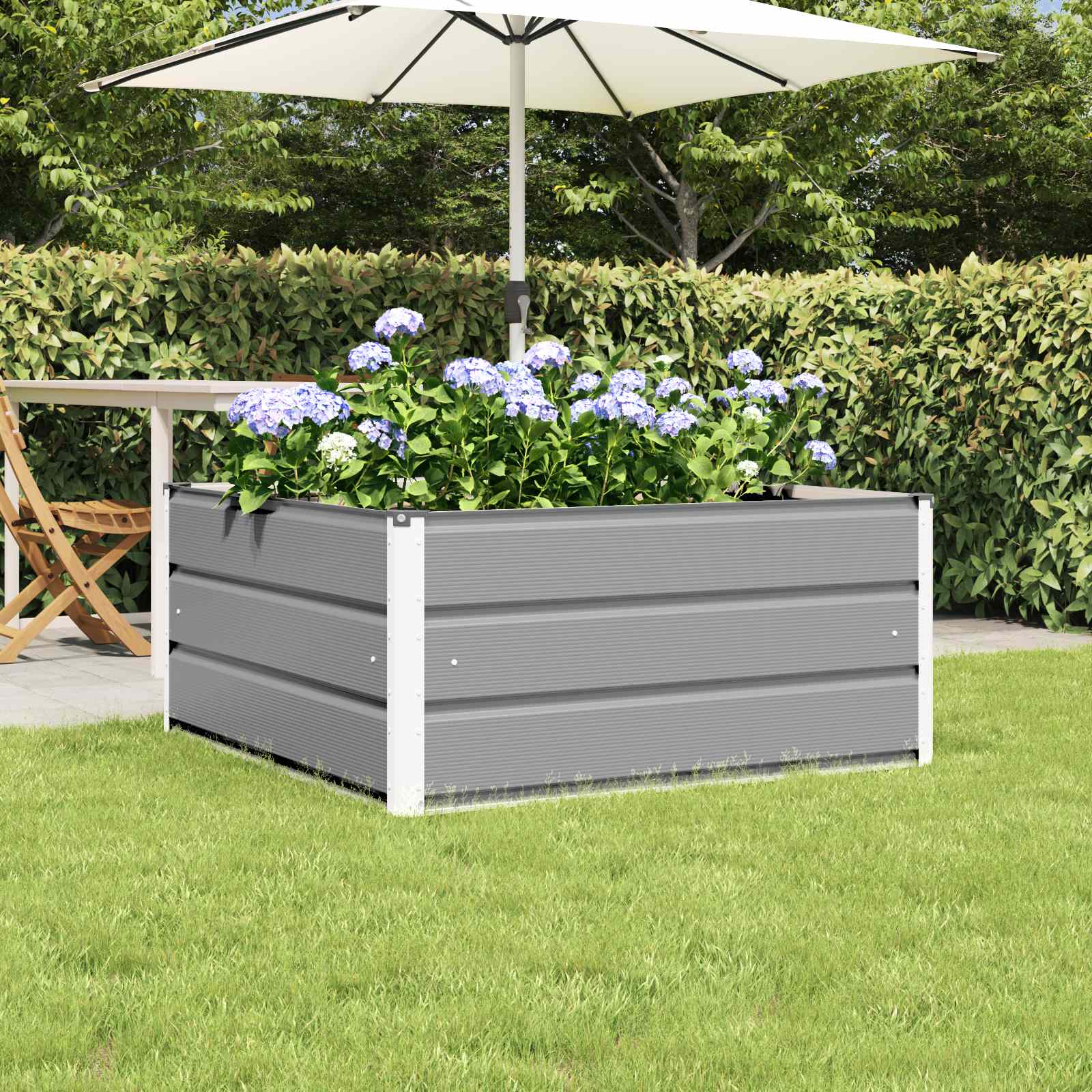 vidaXL Plantekasse Lysegrå 100 x 100 x 45 cm Stål vidaXL Plantekasse Lysegrå 100 x 100 x 45 cm Stål