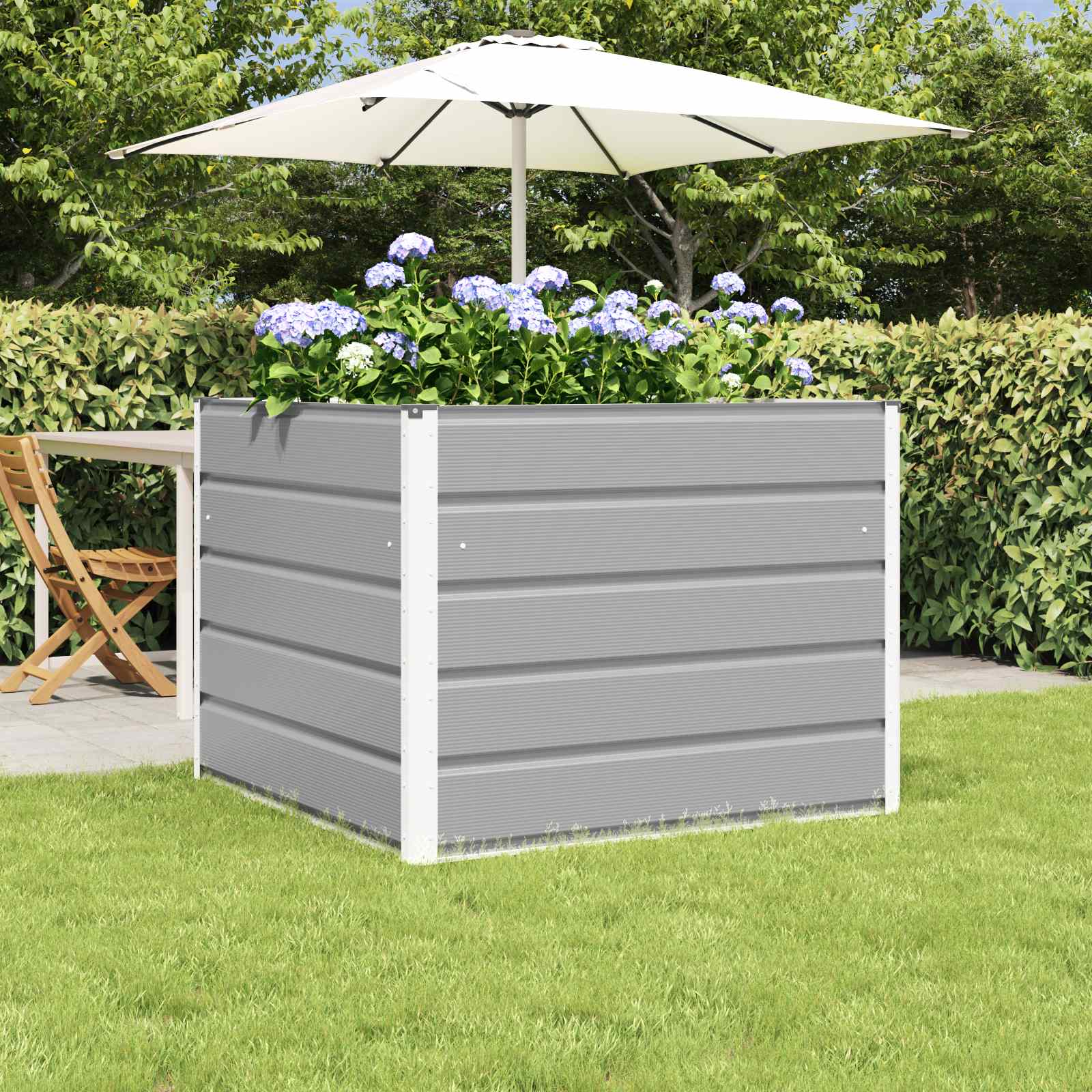 vidaXL Plantekasse Lysegrå 100 x 100 x 75 cm Stål vidaXL Plantekasse Lysegrå 100 x 100 x 75 cm Stål