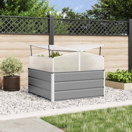 vidaXL Plantekasse Lysegrå 100 x 100 x 77 cm Galvaniseret stål