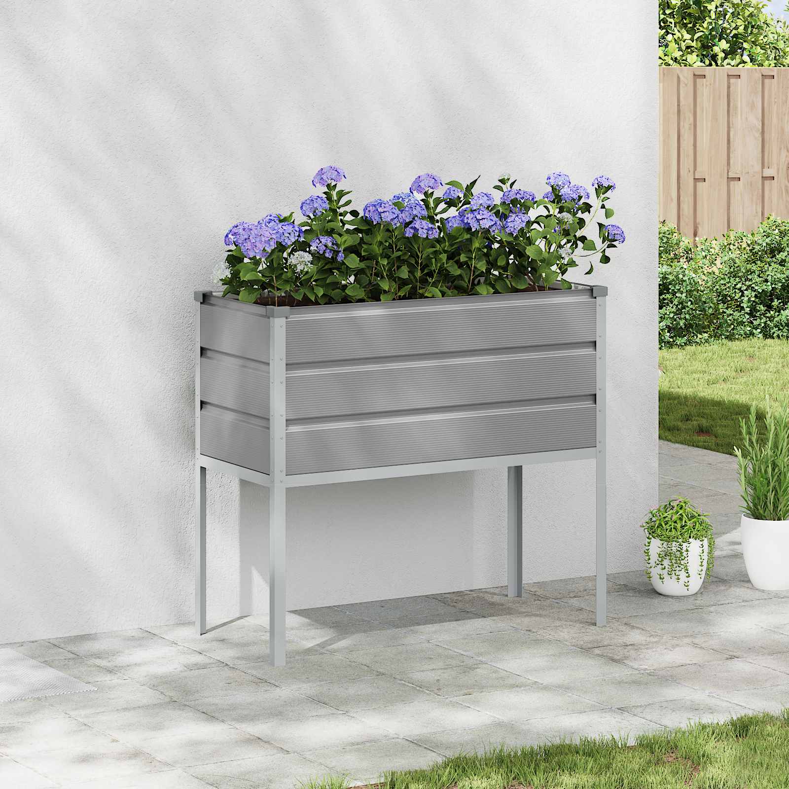 vidaXL Plantekasse Lysegrå 100 x 45 x 90 cm Galvaniseret stål vidaXL Plantekasse Lysegrå 100 x 45 x 90 cm Galvaniseret stål