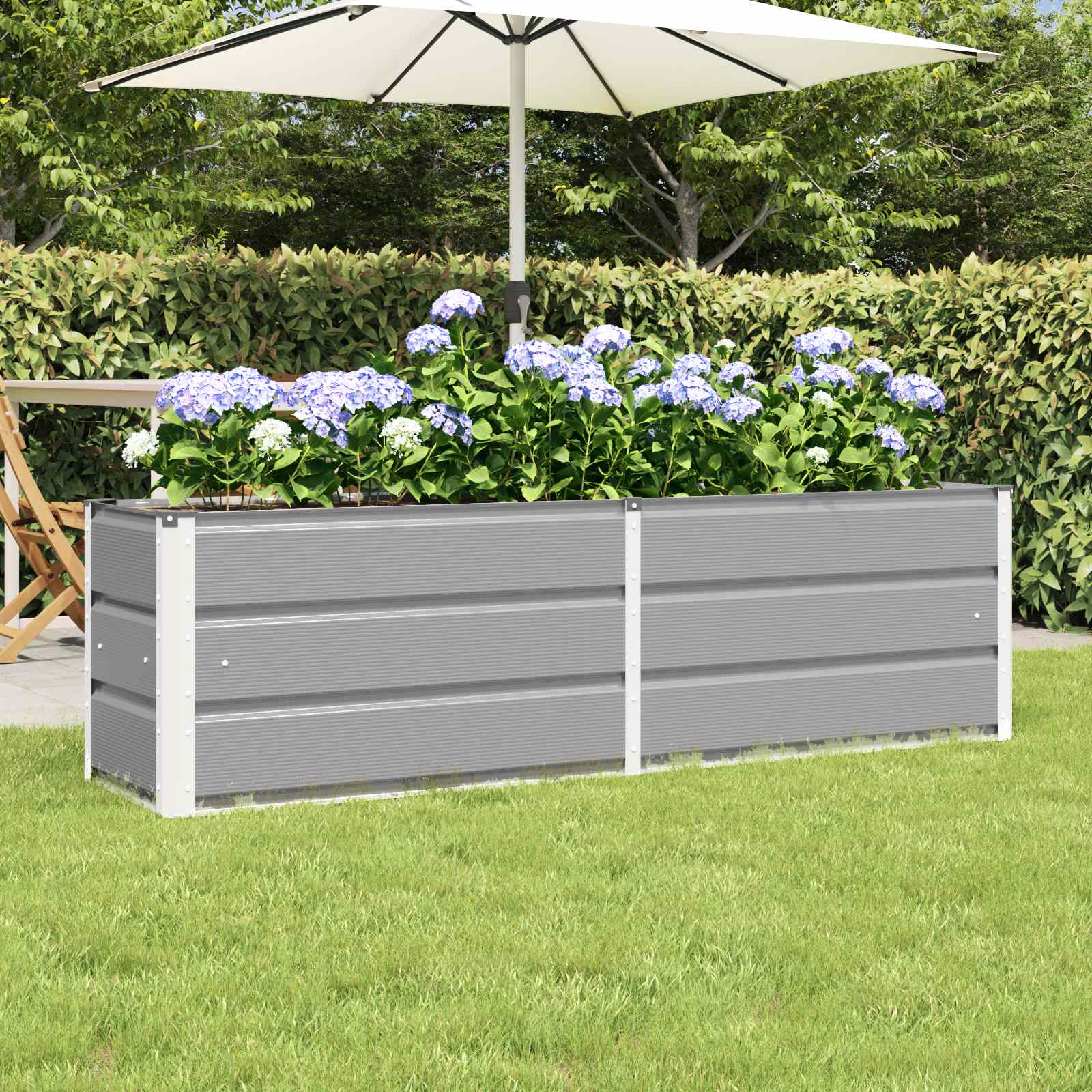 vidaXL Plantekasse Lysegrå 160 x 40 x 45 cm Stål vidaXL Plantekasse Lysegrå 160 x 40 x 45 cm Stål